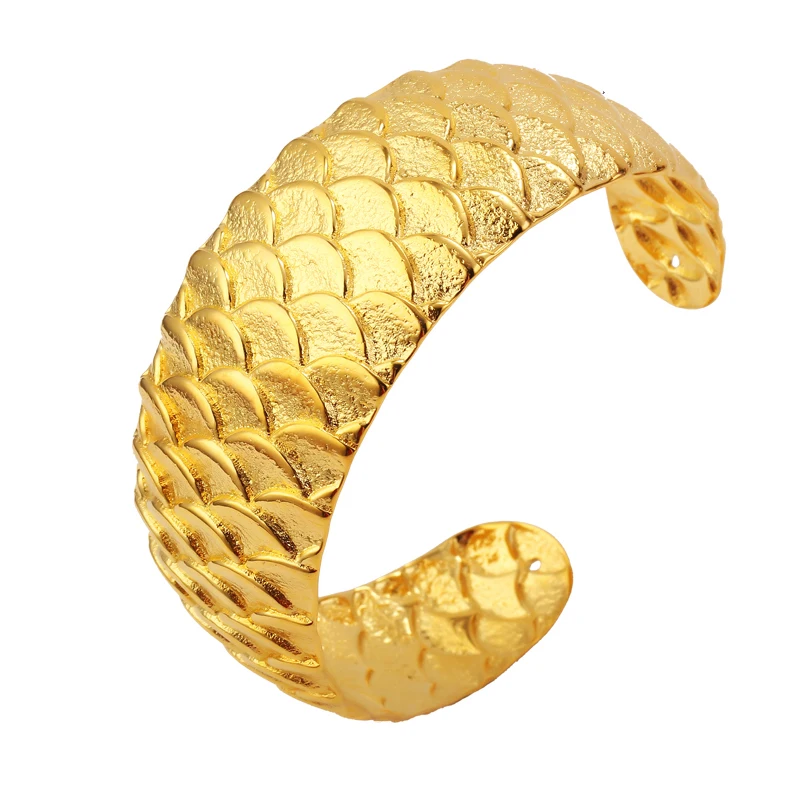 

XL5027 xuping jewelry imitation jewellery, gold plated cuff bangle, Dragon scale bridal gold bangle