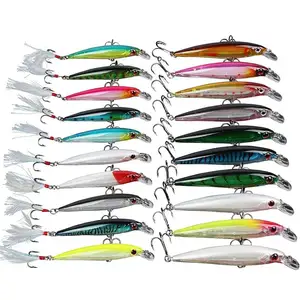 Lot 20Pcs Plastic Minnow Fishing Lures Bass CrankBait Tackle
