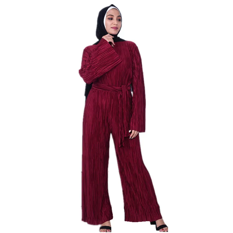 

Hot Sales Comfortable Integrated Jumpsuits for Muslim Women in Stock, Brown;wine red;navy;black;purple