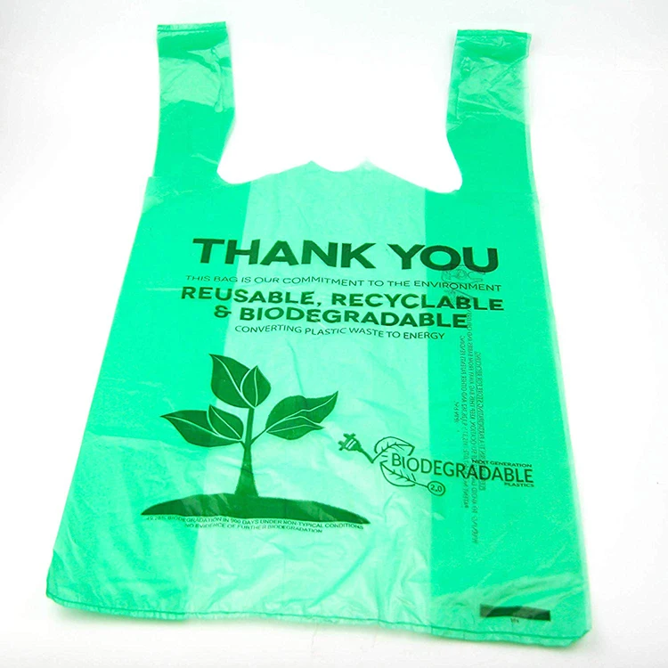 Pbat Bioplastic Plant Natural Retail Bag 100 Compostable Carry T Shirt