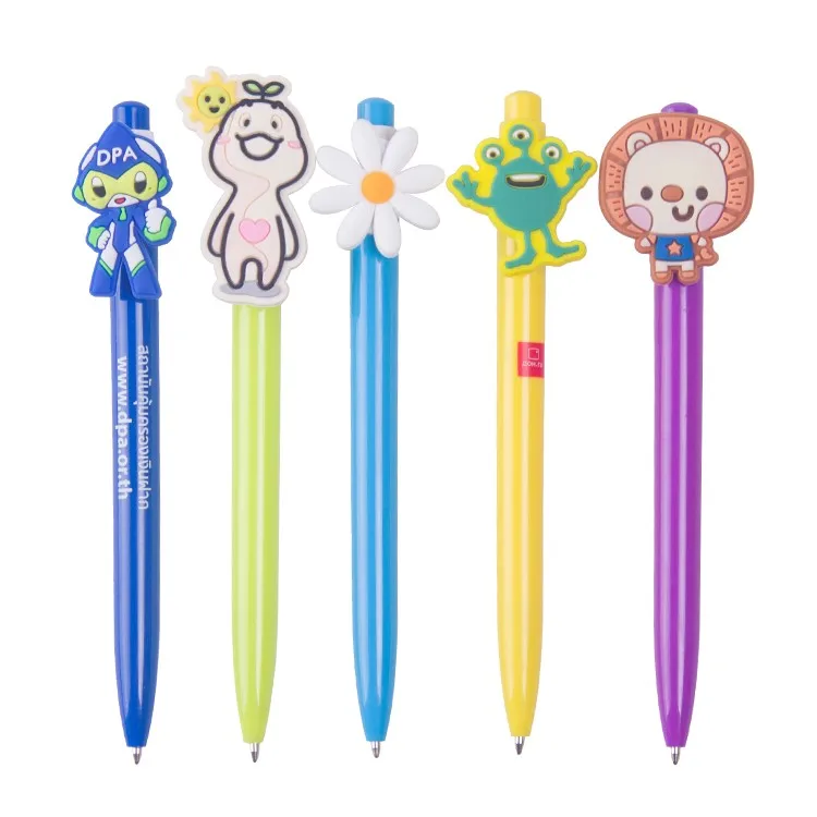 Promotional Stick Plastic Ballpoint Pen With Soft Pvc Rubber Cartoon ...