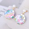 2019 latest fashion earrings jewellery colorful geometric shell stud earrings silver post earrings for cute girl gift jewelry