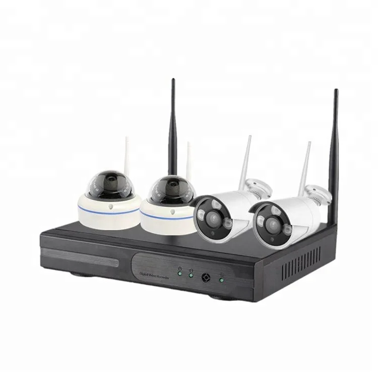 

2.4GHz wifi hd 720P 2 dome 2 bullet 4ch wireless camera security system, White+black