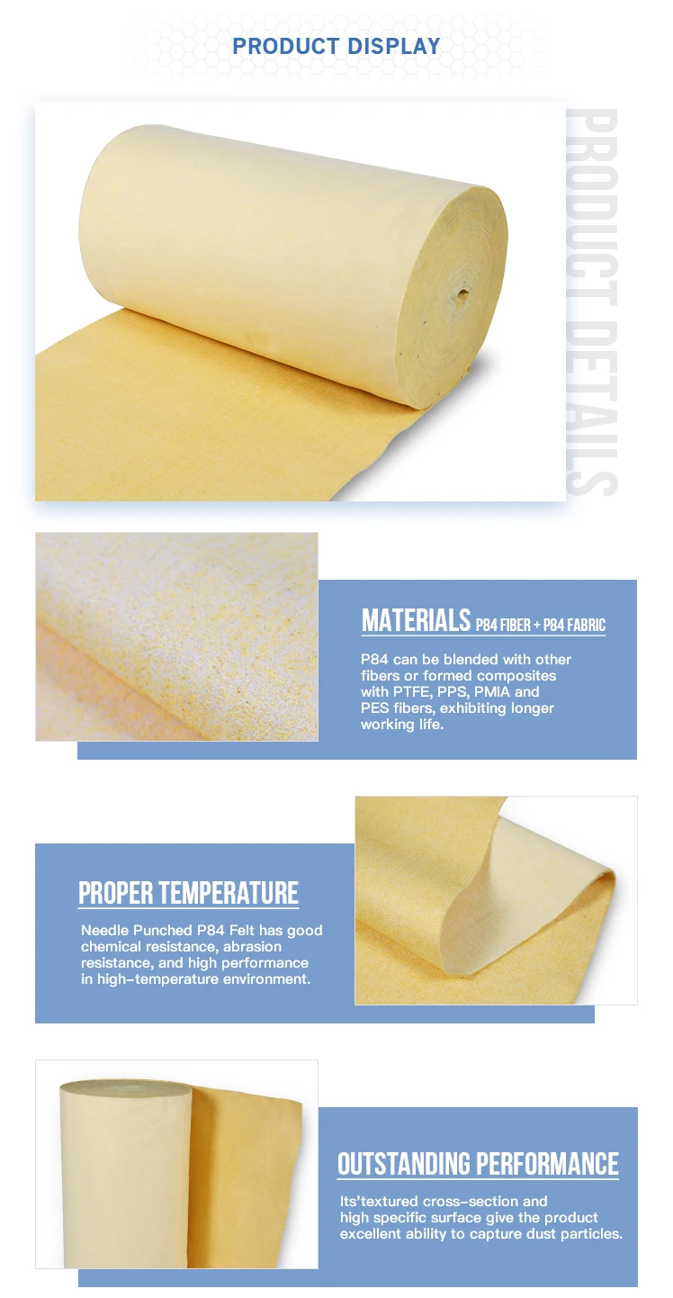 Faser-Nadel-Filzluftfilter der hohen Temperatur P84 glaubte