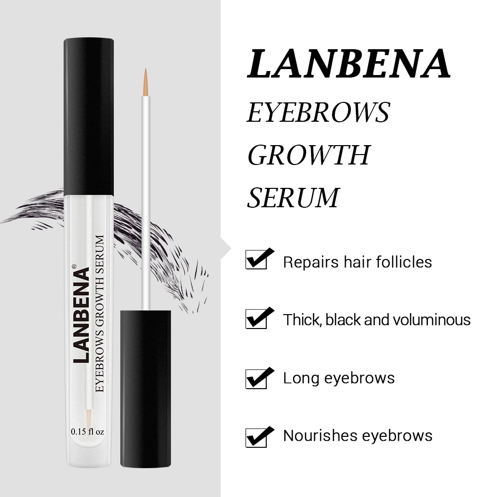 

LANBENA Eyebrow Growth Serum Longer Fuller Thicker Nourishes Eyebrow Enhancer Eyelash Fast Powerful Hair Growth Make Up Beauty
