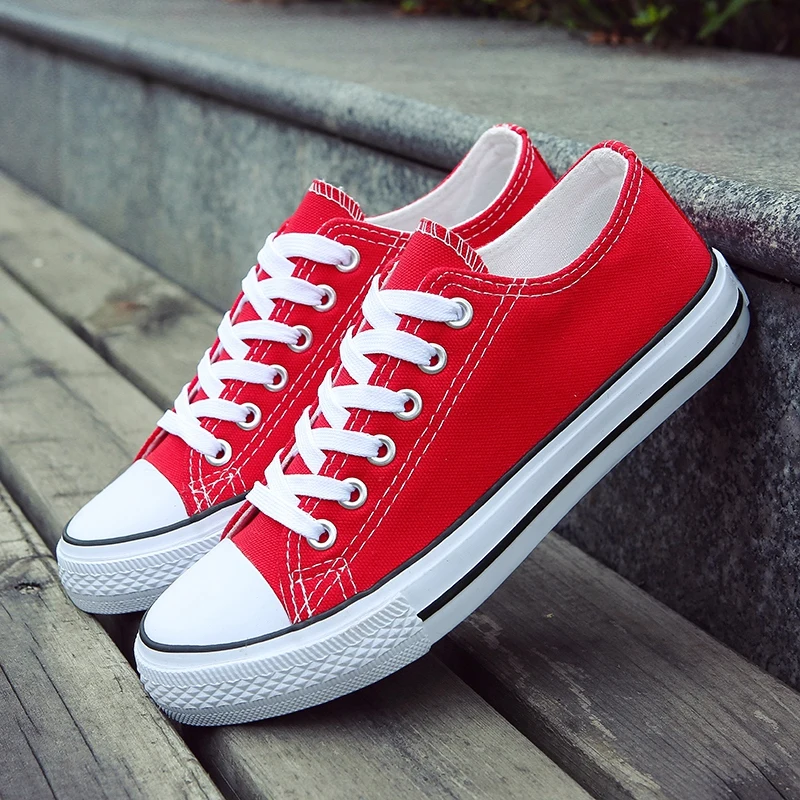 cheap red canvas shoes