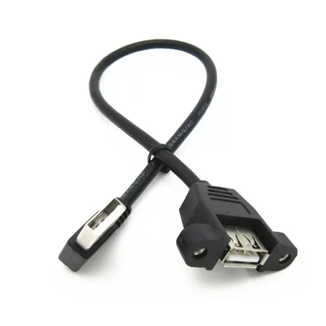 

1Ft/30cm Angle up/down/right /left 90 degree USB 2.0 Panel-Mount Type A Male to Type A Female Cable, White/black