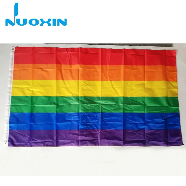 

nuoxin lgbt screen print rainbow gay pride flag with double stitching, As picture