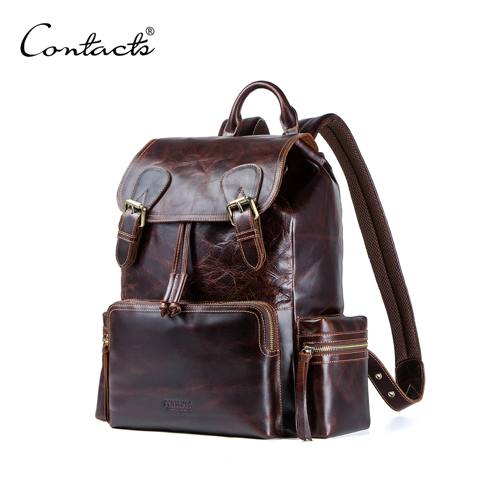 

Guangzhou Factory Real Leather Retro Men Backpack, Coffee