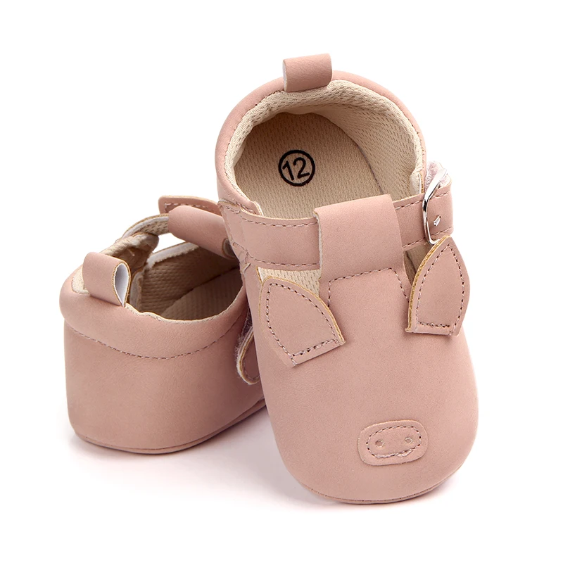

Cute pig design hook&loop first walking baby shoes baby moccasins, Brown/beige