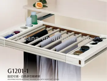 Pull Out Adjule Wardrobe Aluminum Trouser Rack With Silent Soft Pull Out Adjule Wardrobe Aluminum Trouser Rack With Silent Soft Closing