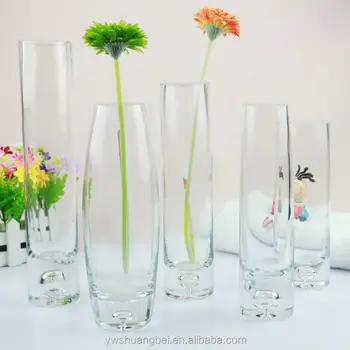 Round Top Oval Shaped Clear Glass Vase Tall Wholesale Glass Vase