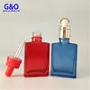 1oz square glass dropper bottles clear red blue rectangle essential oil containers crown cap glass vials