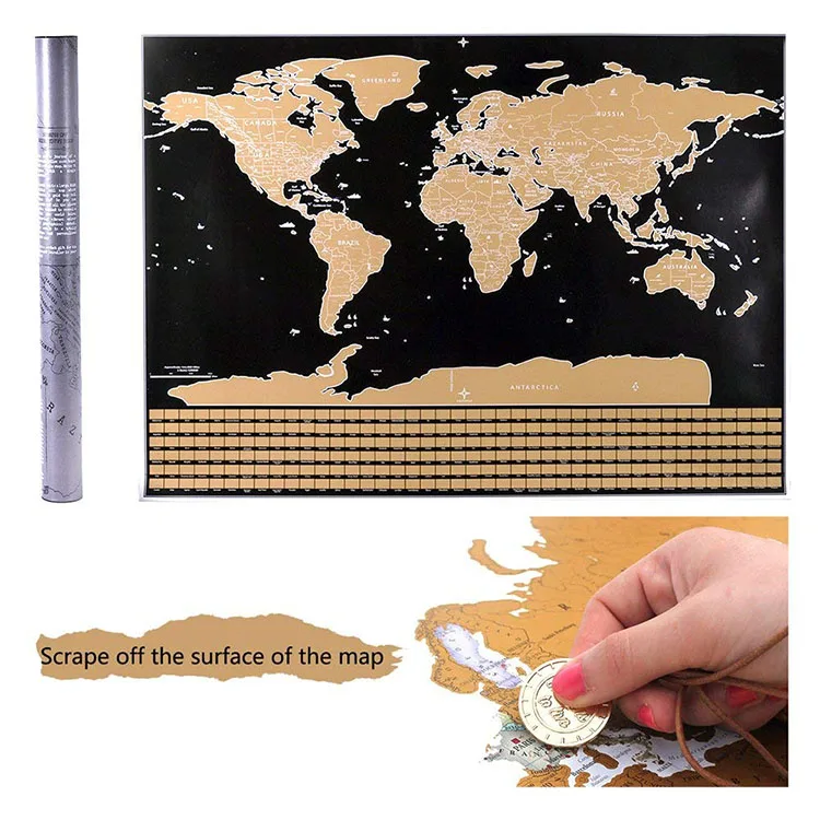 
Factory directly sell blue oceans scratch usa off world map poster 