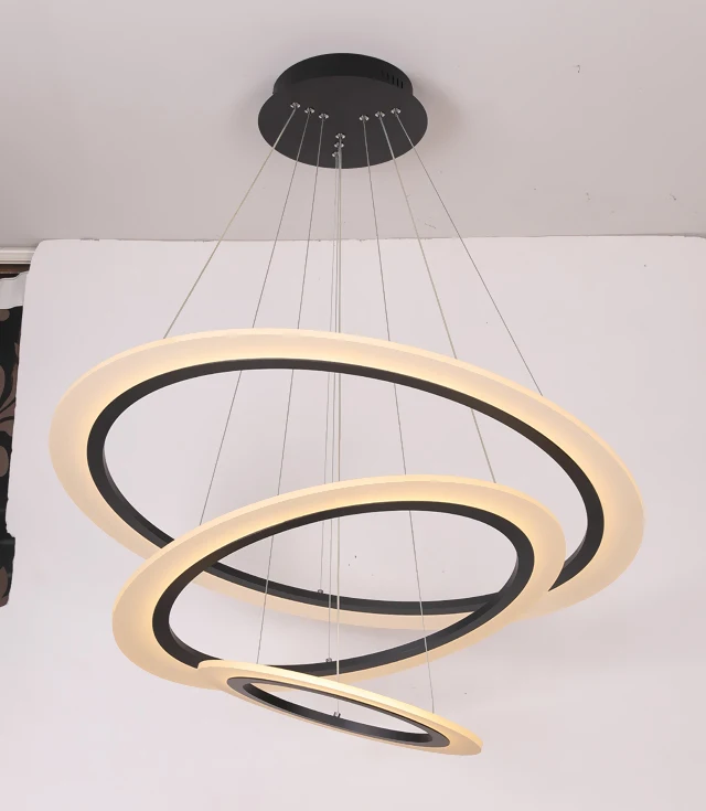 3 环后现代室内大型 led灯圆形吊灯照明灯具