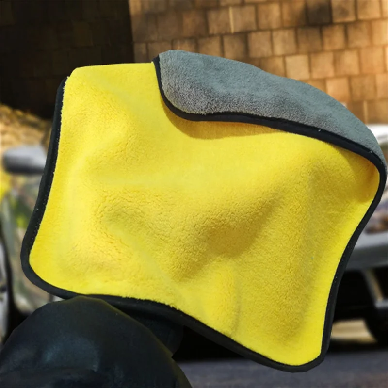 

850 GSM Super Thick Microfibre cloth manufacture quick dry car care cleaning micro fibre glass cloth car care towel, Yellow and gray