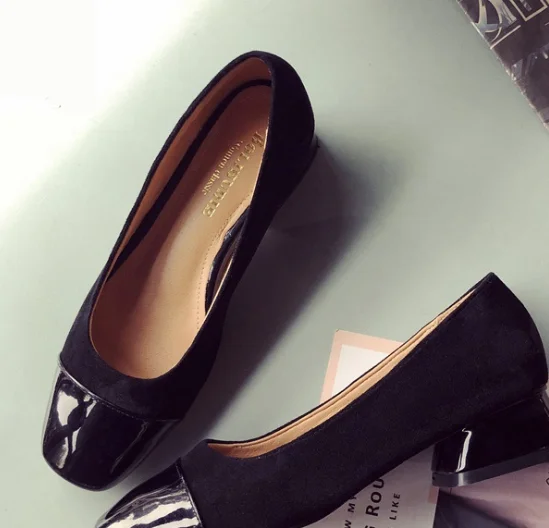 New Spring Latest Design Fashion Low-heel Chunky Heels Black White ...