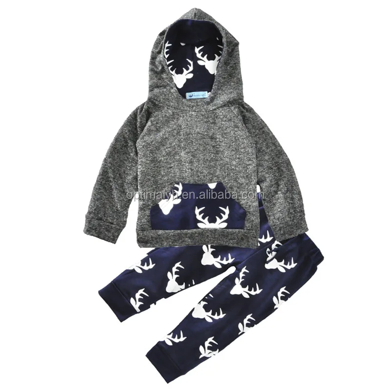

Christmas Children's outfits baby boys deer hoodies long sleeve and pant set, Picture
