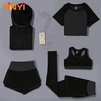 

Great Stretch Top Quality Supplex Women Sweat Suit Sets Active Wear Sets Custom Ladies Sports Bra And Pants Yoga Set 5 Pieces