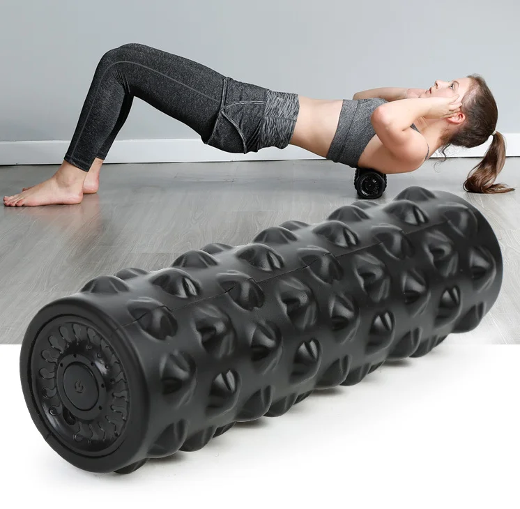 

Portable Electric Black Vibrating Foam Roller (Electric Deep Tissue Muscle Massager Yoga Stick and Satchel
