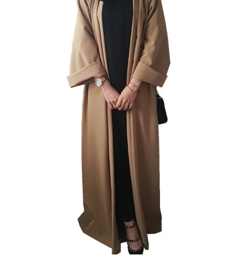 

2019Long Cardigan Plain Dubai Open AbayaTurkish Clothes Long Sleeve Solid Black Lace Dubai Muslim, Black,gray,wine red,olive green,cream