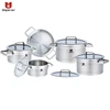 straight shape flat glass lid stainless steel cook ware casserole set of cooking pots