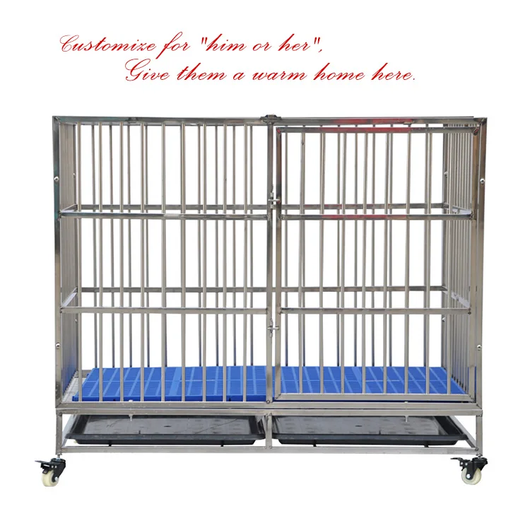 Heavy Duty Strong Stainless Steel 4 foot Dog Cage with Wheels