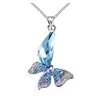 Different Color Crystal Big Stone Pendant Design 925 Silver o Chain Necklace
