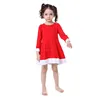Red Soft Cotton Fabric Fashion Design Small Girls Dress
