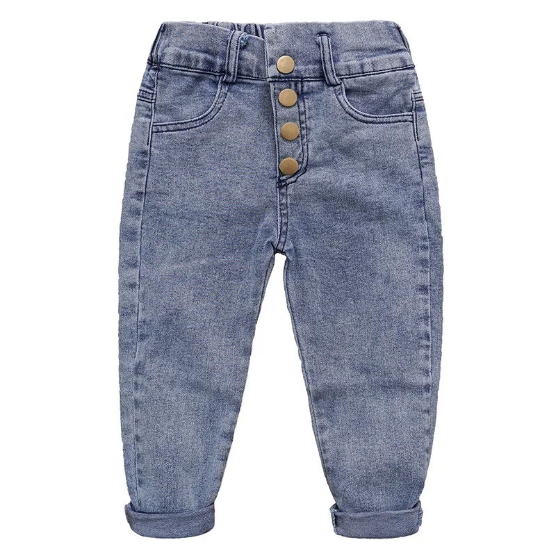 New Arrival Elastic Waist Children Kids Pencil Pants Custom Causal Girls Denim Jeans