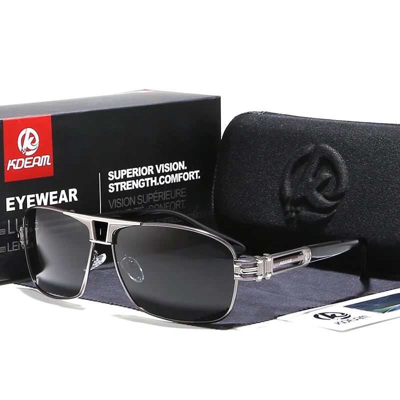 

KDEAM High Quality Branded Alloy Frame Pilot Sunglasses Classic Retro Designer Authentic Polarized Sun glasses Shades Driving