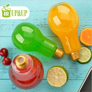 Image of Free Shipping 300ml 10oz Juice Coffee Milk Tea Beer Beverage Disposable Light Bulb Shape Cold Drink PET Plastic Bottle With Lid