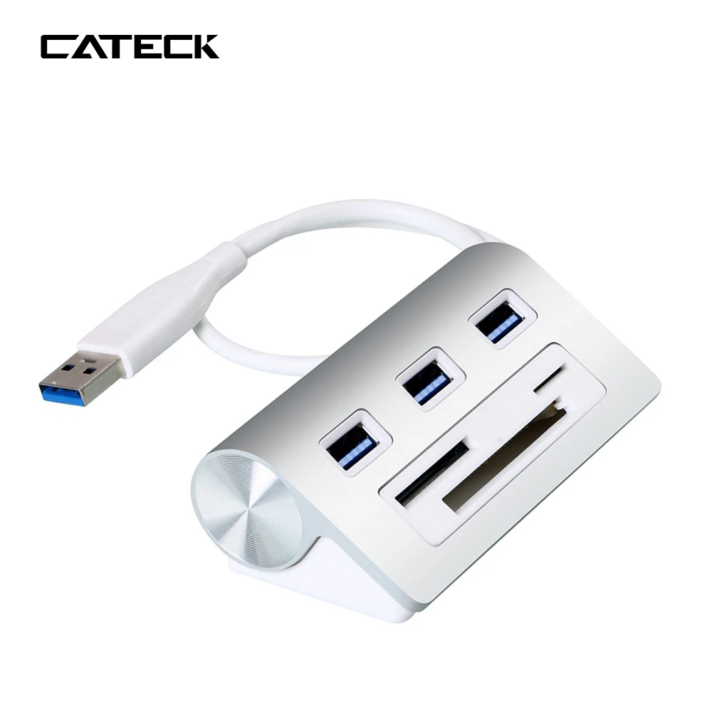 

Cateck Bus-Powered USB 3.0 3-Port Hub with Multi-in-1 SD/TF/CF Card Reader Combo, Silver