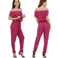 

2019 New Design 100% Cotton Flower Print Skinny Long Pants Jumpsuit Women Casual Rompers
