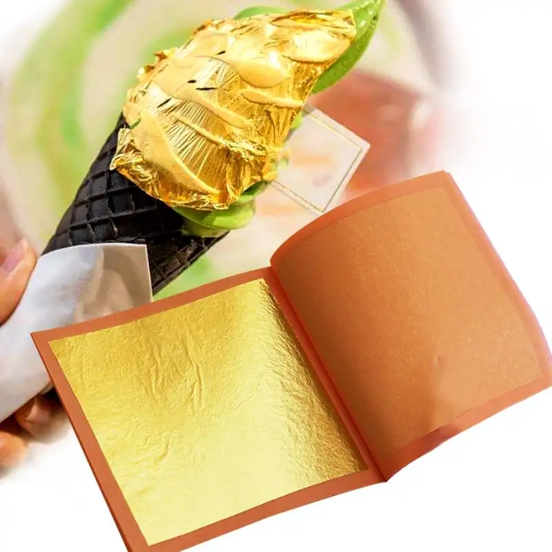
2020 hot selling food additive products edible gold leaf 8*8cm 24k gold leaf sheets food decoration cake decoration 