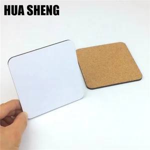 Image of custom square blank MDF sublimation coasters with cork