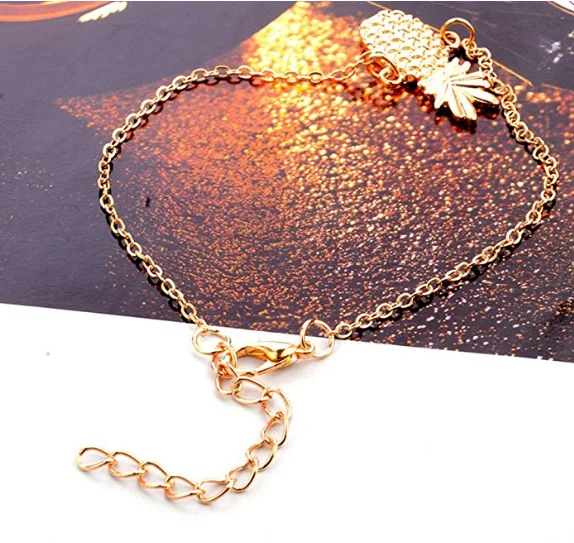 

Pineapple Fruit Jewelry Gold Women Barefoot Chain Bracelet Summer Beach Outdoor Jewelry, Picture