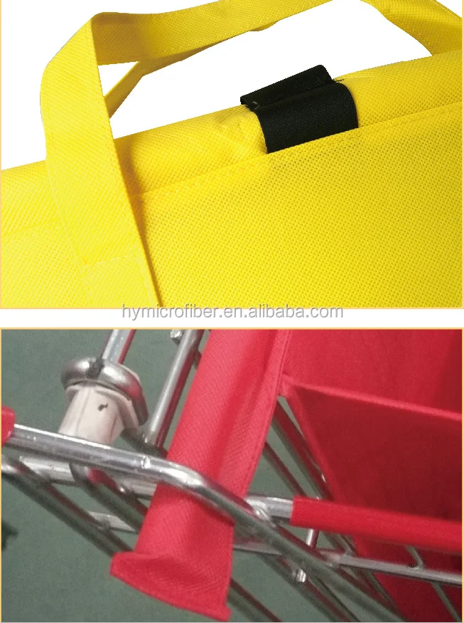 Lightweight practical supermarket shopping cart bag non woven fabric shopping bag with long handle