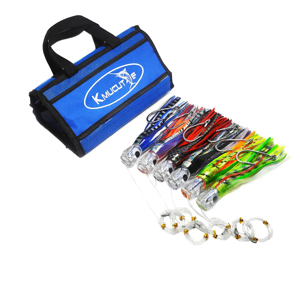 

Trolling Saltwater Skirted Lures Dolphin Tuna Wahoo Assist with Tuna Hook Fishing Lure, 6colors