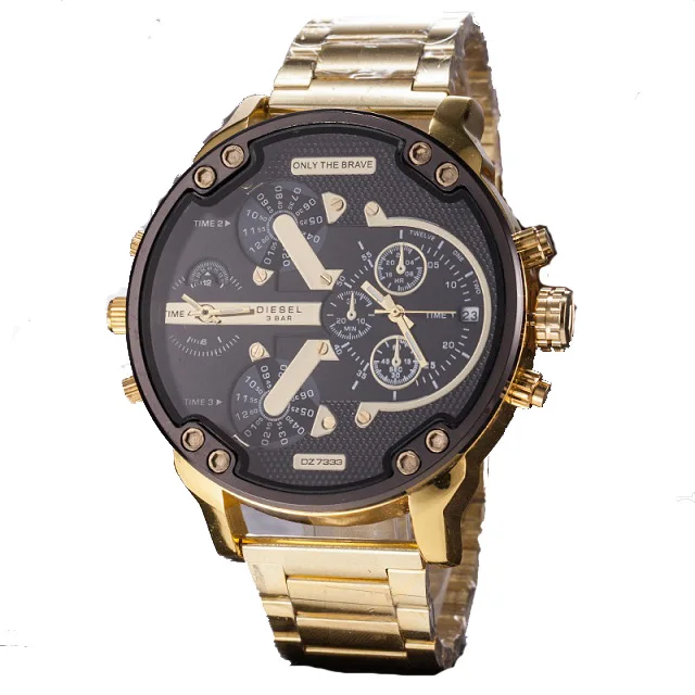 

Top 10 Brands Big Dial Multifunction Europe and America Fashion Mens Steel Strap DZ Watch Clock Relogio, 7 colors