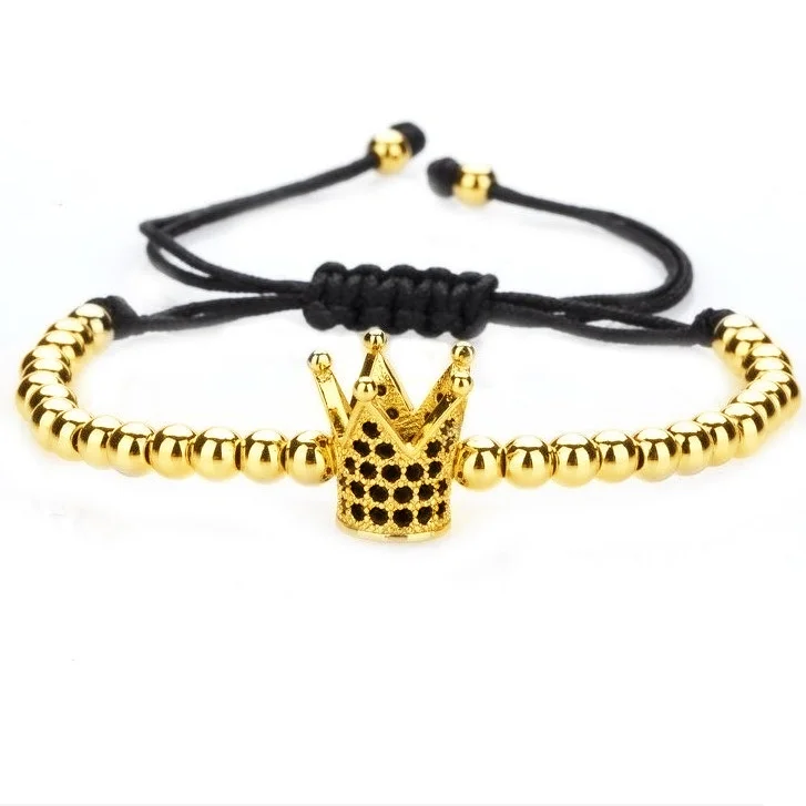 

High quality dubai luxury gold stainless steel anil arjandas charm crown bracelet