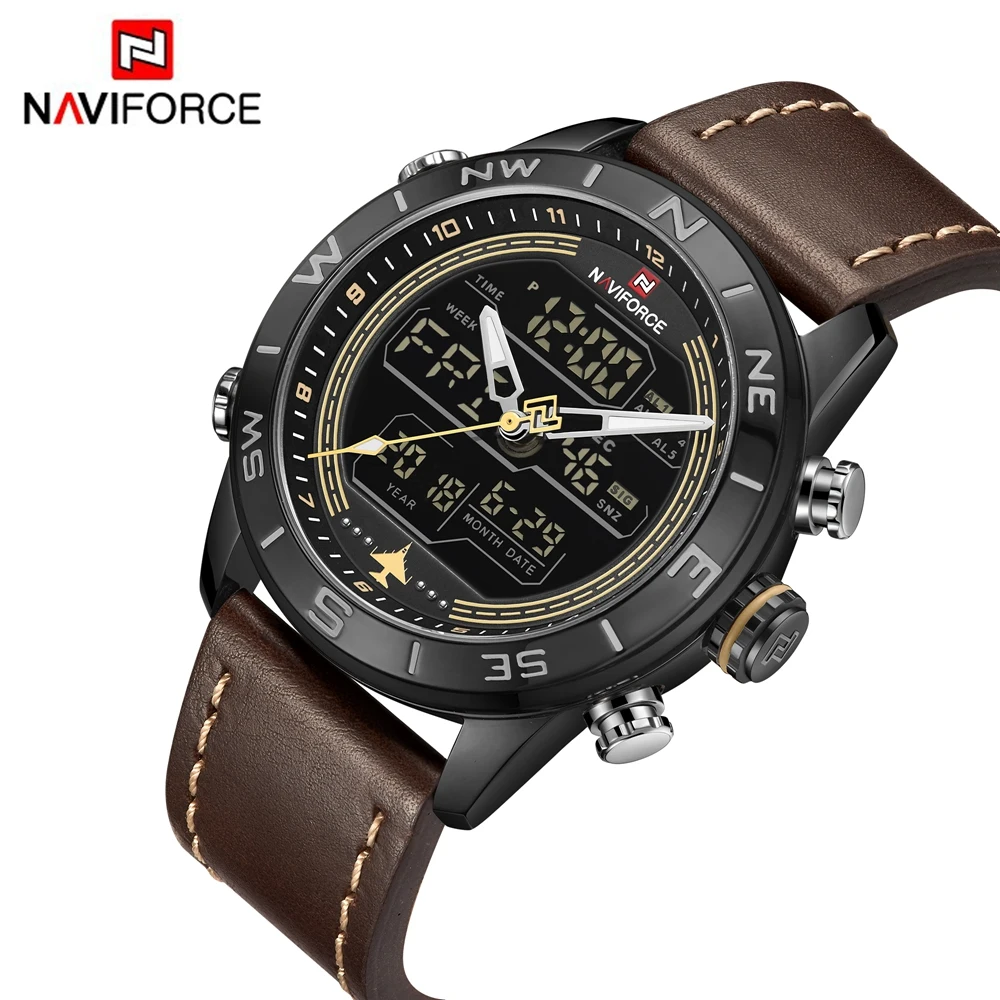 

NAVIFORCE 9144 Men LED Digital & Quartz watches Casual Creativity Watches, As picture