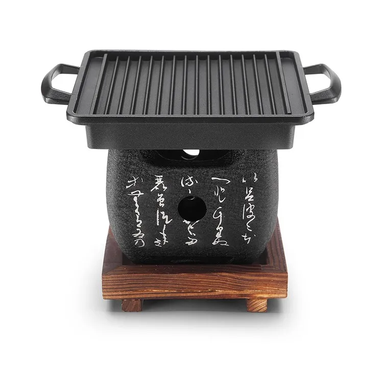 Round Shape Korean Restaurant Table Top Bbq Grill With Metal Grid Buy