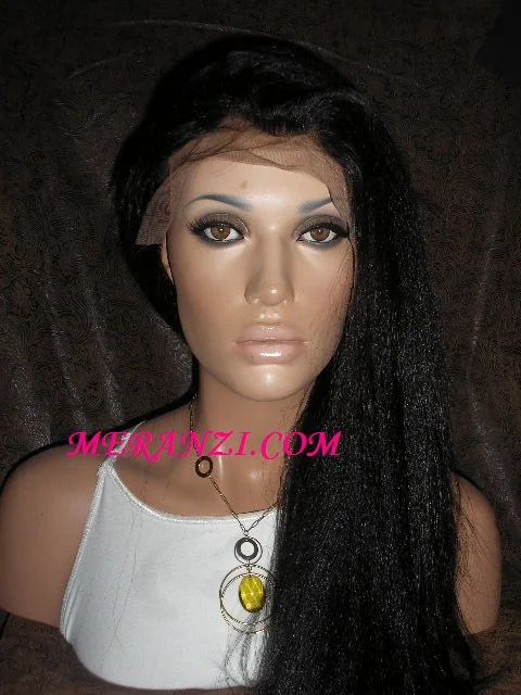 HUMAN HAIR BLEND FULL LACE FRONT WIG - BLACK YAKI