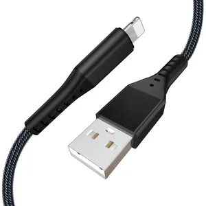 Long Bending Nylon Braided USB Data Cable 8 Pin Mobile Phones