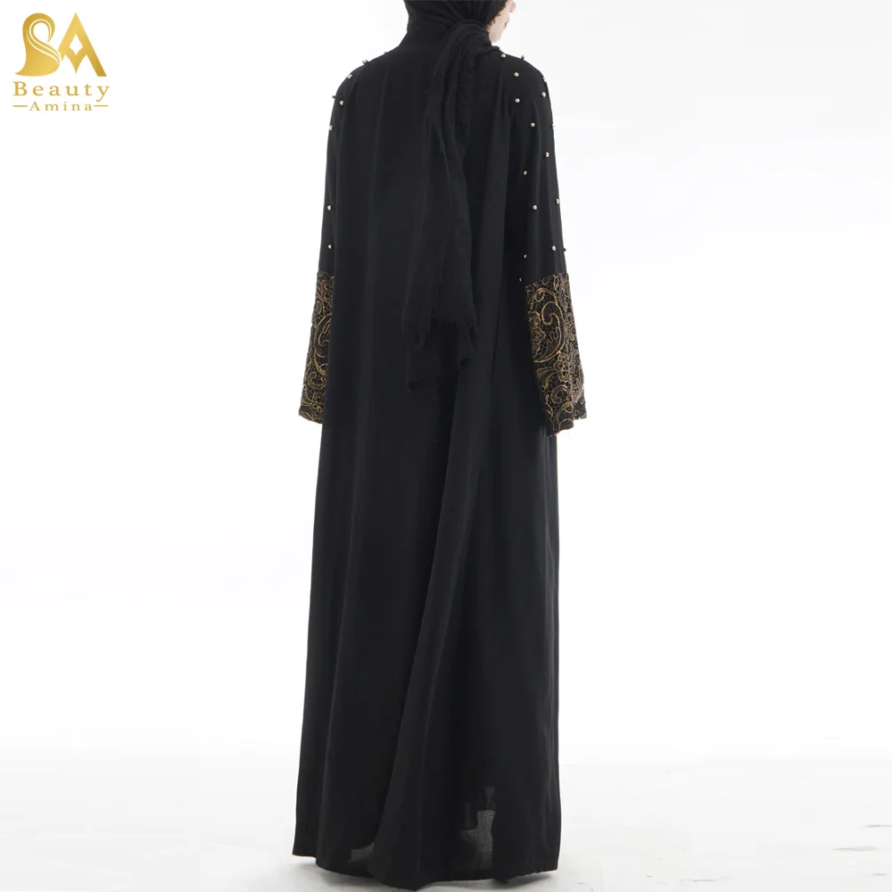 New Jubah Abaya Dubai Front Open Beading Dress Women Muslim Kimono ...