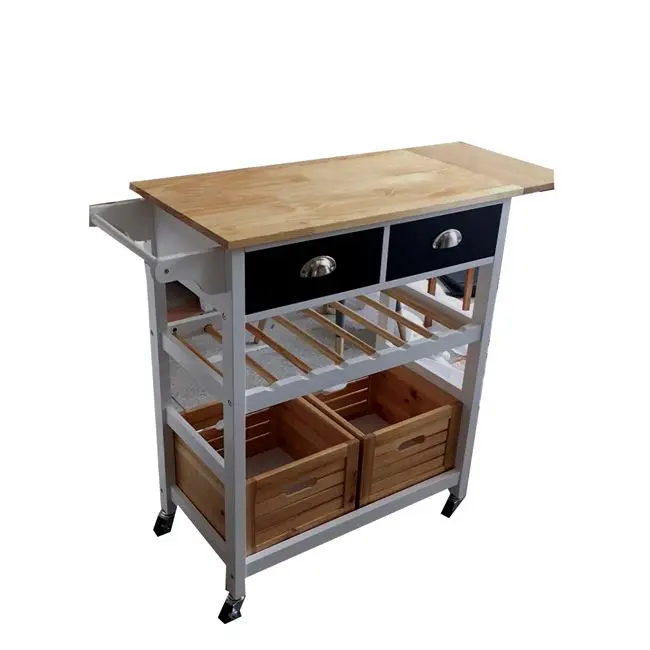 
Rasoo Kitchen Wooden Trolley Basket Cart 