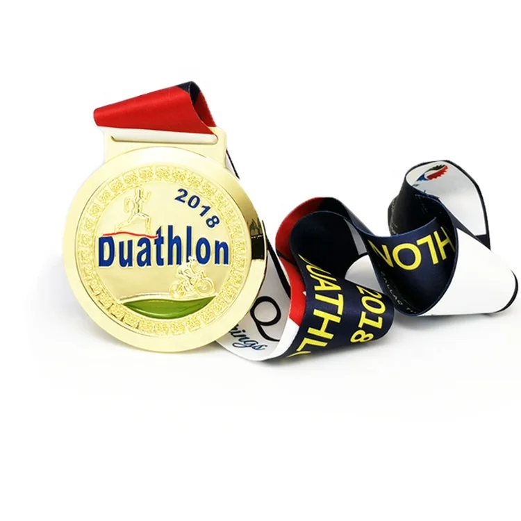 
Oneway Wholesale Fashion Design 3D Metal Sports Medal Custom Duathlon Triathlon Finisher Gold Award Medal and Trophies 