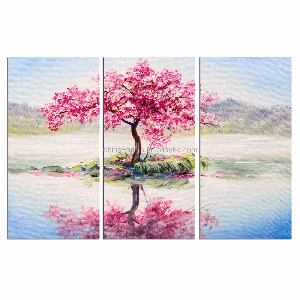 3 Buah Cherry Pohon Kanvas Cetakan Modern Wall Art Lukisan Sakura