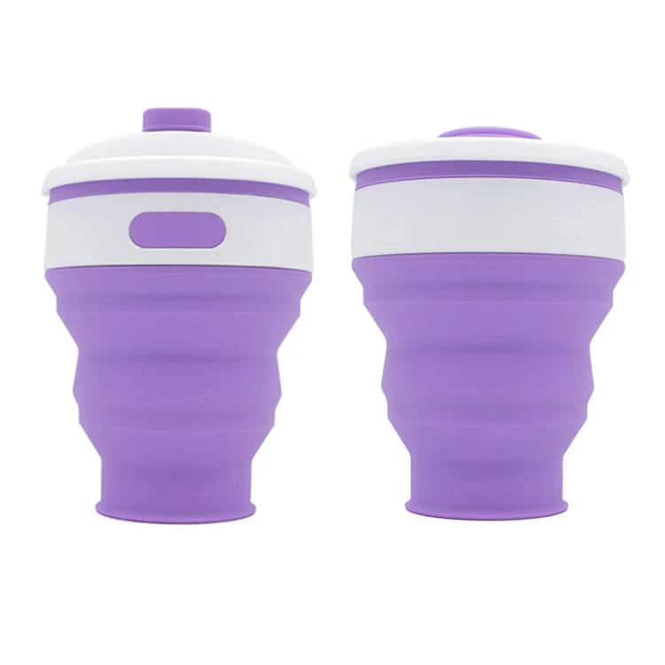 

Foldable Travel Portable OEM Logo Silicone Folding Coffee Cup With Lid, Colorful